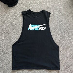 Nike Black Sleeveless Golf Tank with Aqua Logo